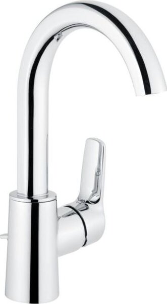 Miscelatore per lavabo Heinrich Schulte Alpha 320 cromo | miscelatore monocomando con scarico a scomparsa da 1 1/4 di pollice | rubinetto per lavabo | rubinetto di design con sporgenza 150 mm | rubinetto per bagno