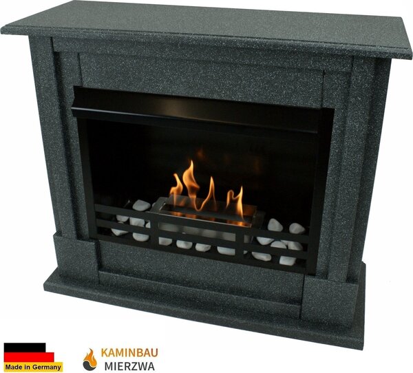 Caminetto a etanolo e gel modello Emily Deluxe Granite Dark con bruciatore in acciaio inox da 1 litro