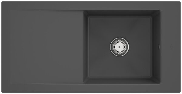 Lavello rettangolare Villeroy&Boch, lavello da cucina Timeline 60 Graphite nero/grigio, 100x51cm, reversibile