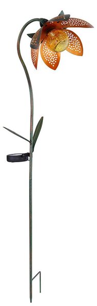 Lampada solare a LED, a forma di fiore, con vetro crackle, a forma di sfera, H 90 cm