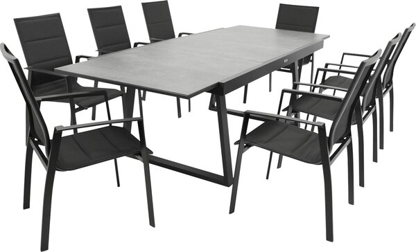 Set DEGAMO REIMS da 9 pezzi, alluminio + vetro + tessuto sintetico nero