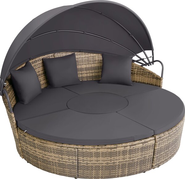 Tectake® Isola solare in rattan Santorin resistente ai raggi UV