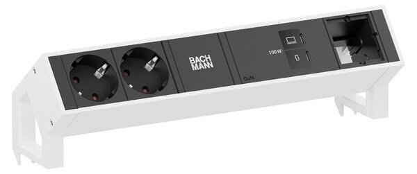 Scrivania BACHMANN DESK2, 2 prese CEE7/3, 1 porta USB-C con alimentazione da 100W, 1 cavo di alimentazione CM, lunghezza 0,2 metri, colore RAL9010