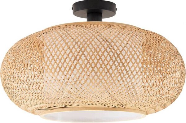 Plafoniera Lindby Romaine, bambù, naturale/bianco, Ø 50 cm