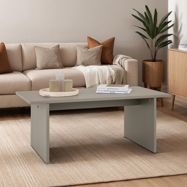 Tavolino SALTO in legno massello di pino, colore grigio - tavolino da salotto minimalista, rettangolare, adatto a qualsiasi soggiorno