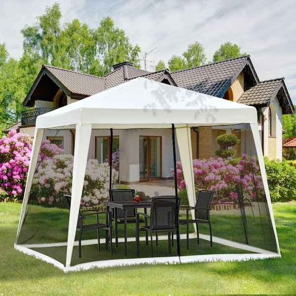 Outsunny Gazebo da Giardino o Esterno Impermeabile con Zanzariere Tendone in Poliestere 3 x 3 x 2.45 m Beige|Aosom.it