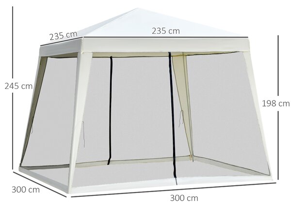 Outsunny Gazebo da Giardino o Esterno Impermeabile con Zanzariere Tendone in Poliestere 3 x 3 x 2.45 m Beige|Aosom.it
