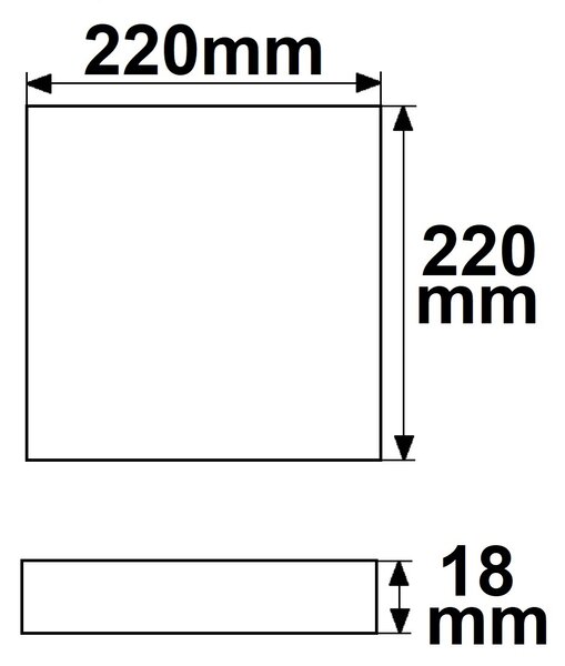 Lampada da soffitto Slim angolare bianca, 220x220mm, con sensore di movimento PIR, 18W, trasformatore integrato, bianco neutro