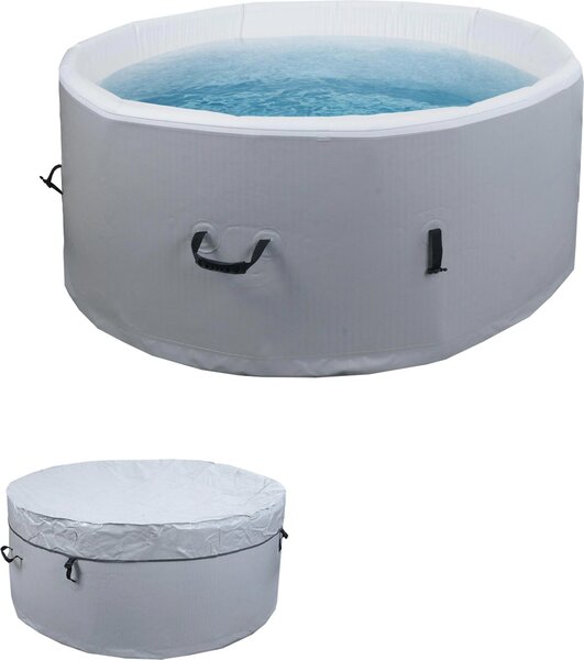 Whirlpool HWC-N97, piscina sostitutiva 4 persone, gonfiabile interna/esterna in tessuto a punto goccia, rotonda Ø150cm grigio-bianco