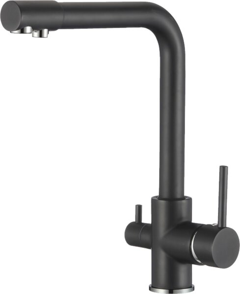 Rubinetto da cucina BieTal® BT-301 bocca a L a 3 vie Miscelatore da cucina Nero