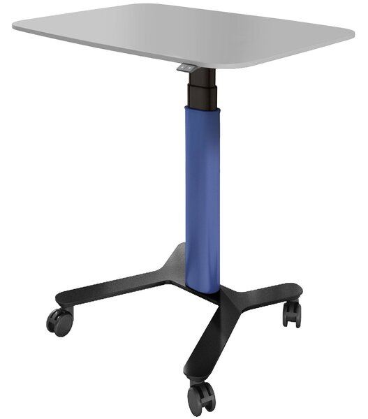 ESMART EAX-131 BB 90 x 60 cm Blu Scrivania ergonomica con seduta e piano di lavoro regolabile in altezza elettricamente in modo continuo da 65 a 130 cm Scrivania mobile con ruote