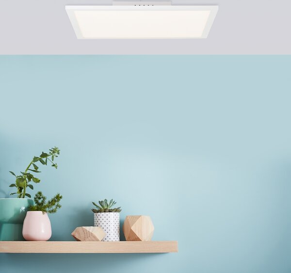 BRILLANTE plafoniera moderna a LED JACINDA | Plafoniera bianca controllabile con telecomando | Colore della luce regolabile | 26W 2300 lumen 2700 - 6500 Kelvin | 40 x 40 cm | Metallo