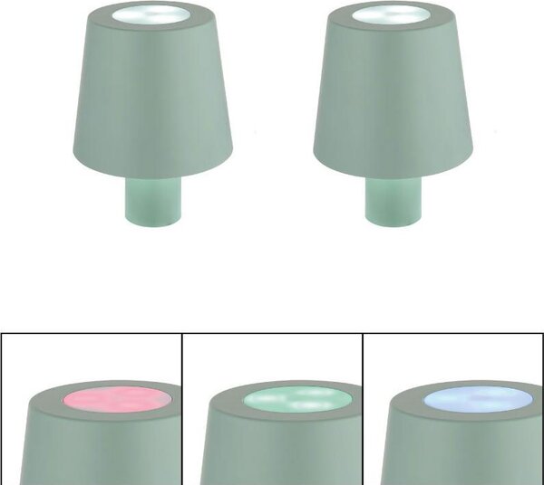 2x lampada da tavolo LED RGB, lampada a bottiglia, touch, verde