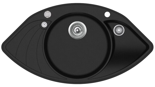 Lavello angolare in granito Victory W-Corner.20 - Nero, da mobile sottolavello 80, 945 x 505 mm