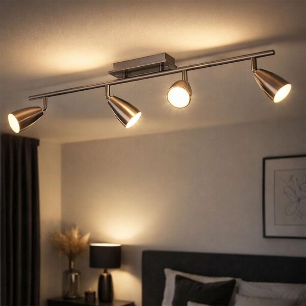Lampada da soffitto a LED, argento, faretti orientabili, L 78,5 cm