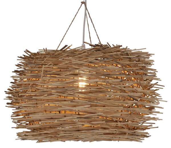 Lampada da soffitto / lampada a sospensione, realizzata a mano a Bali con materiali naturali, rattan - modello Fumero, marrone, 25*45*45 cm, lampade a sospensione in materiali naturali