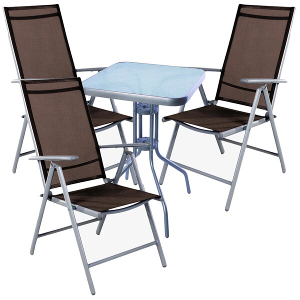Set da bistrot, 4 pezzi, grigio argento/marrone cioccolato