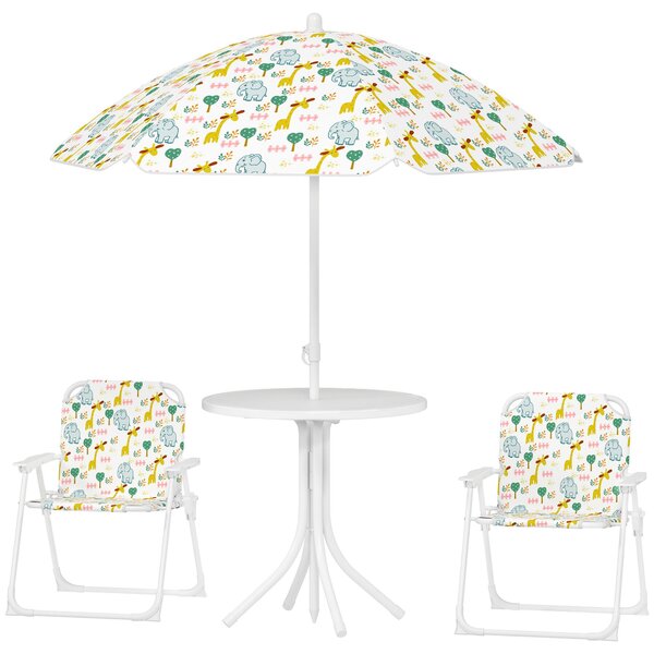 Set da giardino per bambini AIYAPLAY con tavolo da giardino, 2 sedie pieghevoli e ombrellone
