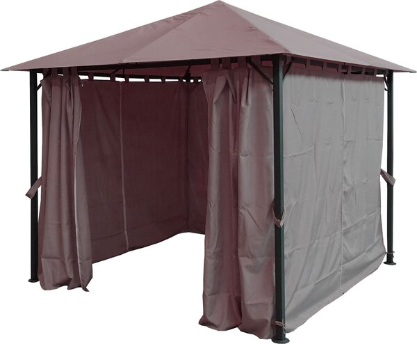 Padiglione da giardino in metallo Nizza 3x3m tenda antica per feste grigio RAL 7006 con 4 pannelli laterali
