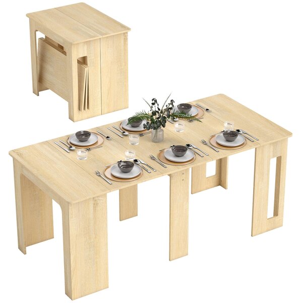 HOMCOM Tavolo da pranzo allungabile per cucina, fino a 6 persone, 60-180 x 85 cm, naturale