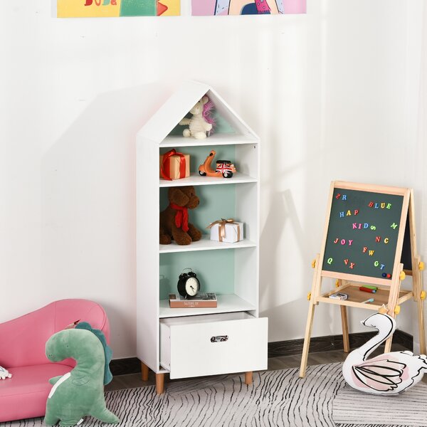 HOMCOM Scaffale Libreria Organizzatore Armadietto a Scomparti per bambini con cassetto scomparto in legno bainco rosa blu|Aosom