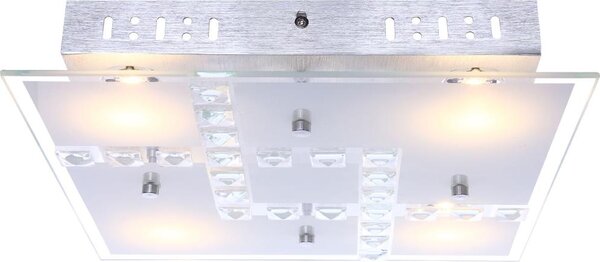 Plafoniera LED, cristallo, vetro, alluminio, L 32 cm