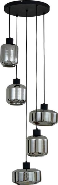 Lindby lampada a sospensione Hildur, Ø 35 cm, grigio fumo, vetro, E27