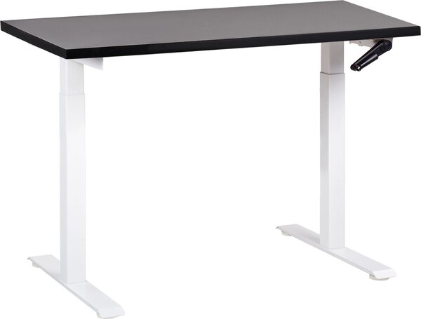 BELIANI Scrivania regolabile in altezza struttura in acciaio bianco nero 120 x 72 cm regolazione manuale dell'altezza scrivania moderna per ufficio