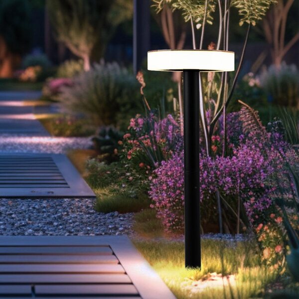 Lampada solare a LED, picchetto da terra, batteria ricaricabile, nera, H 56,1 cm