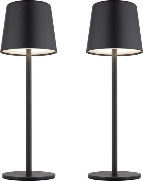 Set di 2 lampade da tavolo LED per esterni, nero, batteria ricaricabile, dimmer touch, H 28 cm