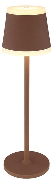 Lampada da tavolo a LED, finitura ruggine, dimmer touch, batteria integrata, porta USB, altezza 38,5 cm