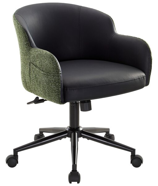 Sedia girevole IWMH, sedia da ufficio regolabile in altezza, sedia girevole per toeletta, scrivania, camera da letto - Finto cuoio + velluto - nero/verde