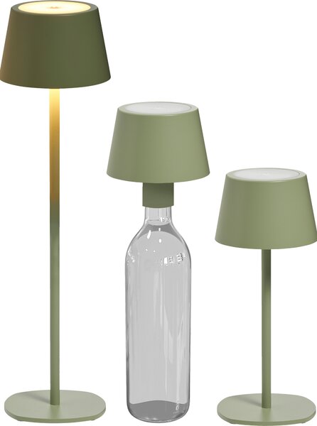 Lampada da tavolo a LED lampada a bottiglia 3in1 alta 45 cm con batteria da 3000mAh 200lm luce bianca calda (3000K) verde menta