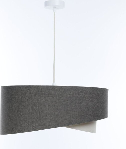 Lampada a sospensione in tessuto D: 40 cm H: max. 90 cm Bianco Grigio Crema E27 rotondo Luce a sospensione moderna