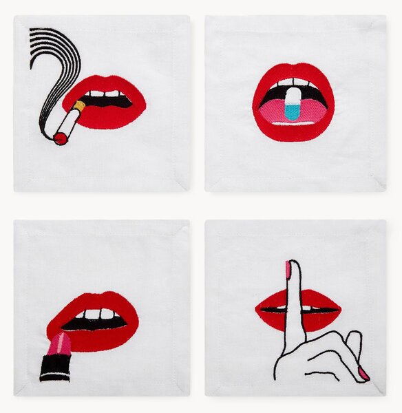 Set di 4 tovaglioli in lino Lips