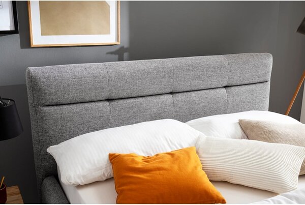 Letto matrimoniale imbottito grigio con contenitore con rete inclusa 160x200 cm Lotte – Meise Möbel