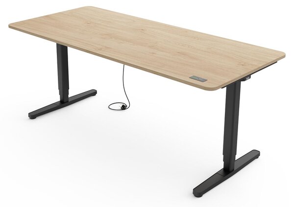 Scrivania regolabile in altezza Yaasa Desk Pro, elettrica, 160 x 80 cm, rovere chiaro/nero – Interruttore a sfioramento – 9 funzioni di memoria – Display dell'altezza