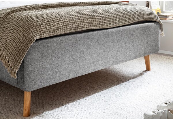 Letto matrimoniale imbottito grigio con contenitore con rete inclusa 160x200 cm Lotte – Meise Möbel