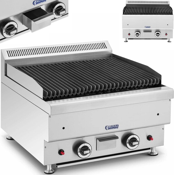 Expondo Royal Catering Grill a pietra lavica - Gas naturale - 2 x 7200 W - 50 x 47 cm - 0 - 460 °C -