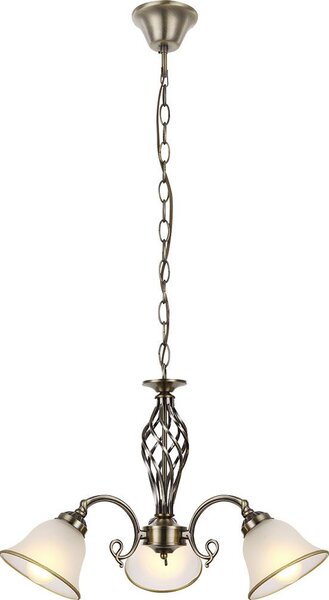 Lampada a sospensione, lampadario, ottone antico, 3 luci, D 60 cm