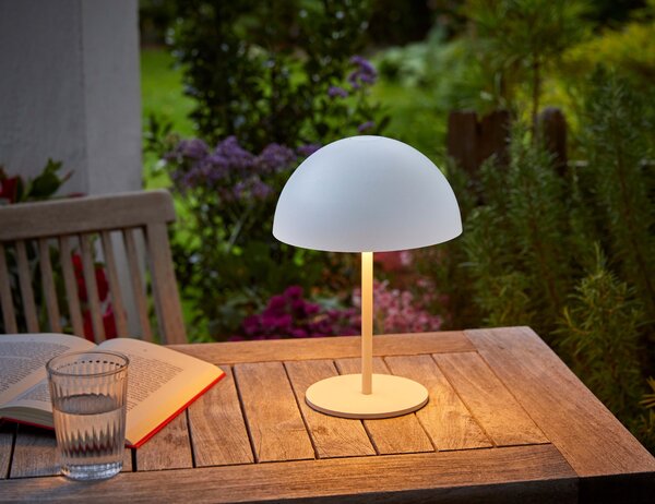 Lampada da tavolo a LED ricaricabile USB-C interruttore touch per interni esterni 28cm metallo bianco