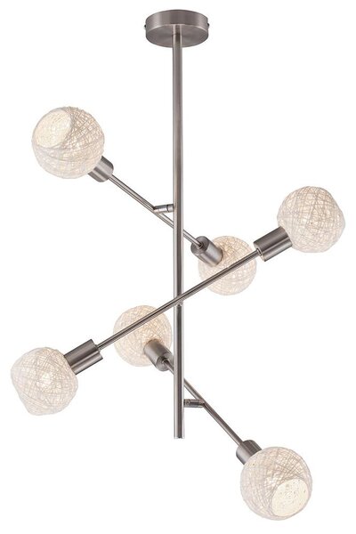 Lampada da soffitto, carta intrecciata, paralume bianco, L 55,4 cm