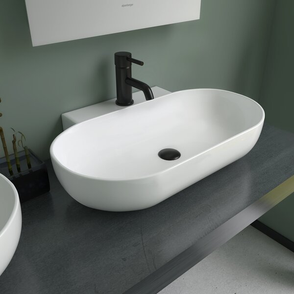 Lavabo per WC ospiti Alpenberger Lavabo da bagno | Lavabo da appoggio ovale | Lavabo sospeso con foro per rubinetto | Lavabo da appoggio con Nano | Lavabi moderni | Lavabo da bagno (WB-546)