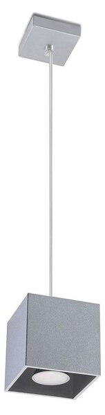 Lampada a sospensione, quadrata, in alluminio grigio, altezza 80 cm