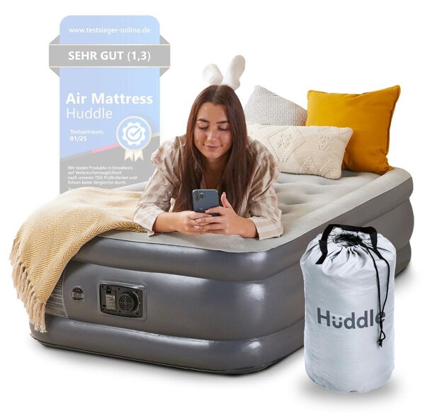 Letto gonfiabile con pompa, singolo, 190x97x45 cm, grigio, in PVC