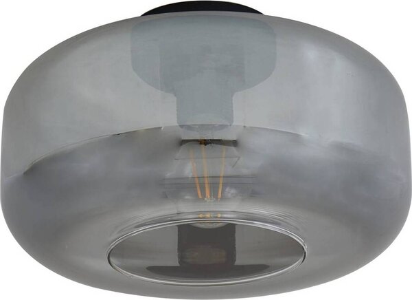 Plafoniera Lindby Hildur, Ø 28,5 cm, grigio fumo, vetro