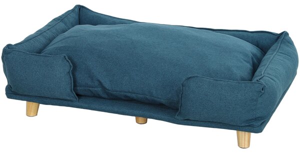 Divano per cani PawHut, divano per animali domestici con cuscini, cuccia per cani con design rialzato, blu