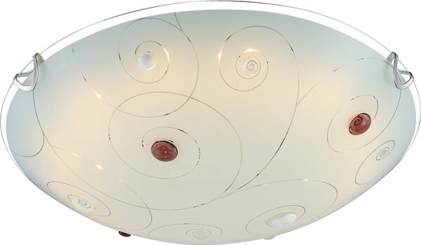 Plafoniera a LED, cromata, con vetro satinato, regolabile in temperatura di colore (CCT), diametro 41,5 cm