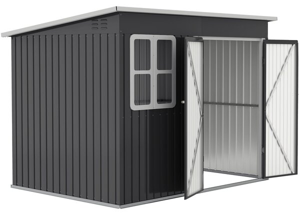 Casetta da giardino Outsunny, con finestra, 260 x 177 x 190 cm, grigio scuro