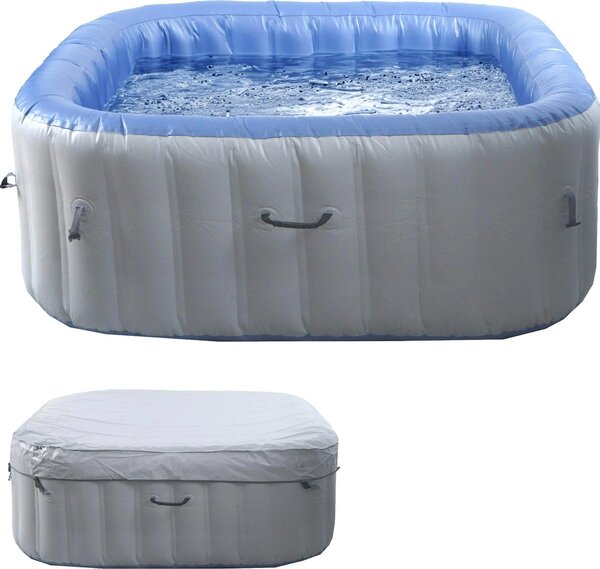 Whirlpool HWC-N97, piscina sostitutiva 5 persone, gonfiabile interna/esterna in PVC laminato, quadrata 180 cm, grigio-blu